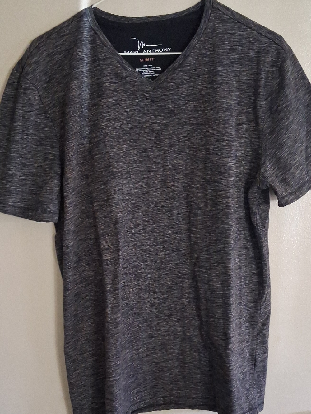 Marc Anthony Men's Slim V-Neck Tee in Charcoal Heather